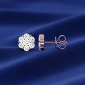 14K Rose Gold Diamond Cluster Stud Earrings – 0.59ctw