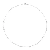 10 Bezel-Set Diamond Station Necklace in 14K White Gold, 0.20cttw