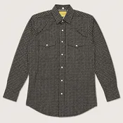 Men's Black Micro Plaid Pearl Snap Long Sleeve Cowboy Western Shirt