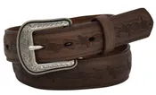 3D Kid's Brown Distressed Leather Belt w/Barbed Wire Embossing