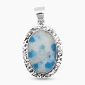 925 Silver Azurite Quartz Pendants