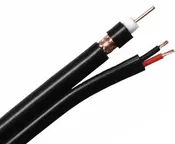 1,000' Black RG6 Siamese Coaxial Cable: 18 AWG Bare Copper Conductor, 90% Braid, 18/2 Stranded BC