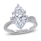 Certified Marquise-Cut Lab-Grown Diamond Hidden Halo Engagement Ring 3-1/2 ct tw 14K White Gold