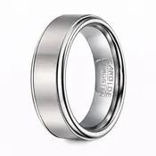Brushed Finish Tungsten Wedding Band for Men, Rounded Edges | 8mm