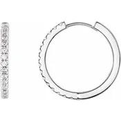 14KT WHITE GOLD HOOPS WITH LAB-GROWN DIAMONDS LGD=.375CTTW