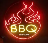 BBQ Neon Sign with Barbeque Flames