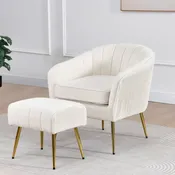 BQ-AC163: 2pc Barrel Chair &amp; Ottoman Set