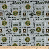 Army USA Military Armedces Heather Gray Seal Allover Print Cotton 1181-Army
