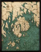 Bar Harbor / Mount Desert Island, Maine 3-D Nautical Wood Chart, Large, 24.5" x 31"