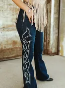 Boot Stitch Embroidered Flare Jeans