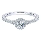 14k White Gold Round Halo Coney Engagement Ring
