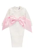 10085-Monogrammable Pink Baby Newborn Bow Bag Swaddle