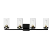 Maxim Four Light Bath Vanity in Black / Satin Brass from the Pinn collection - 12404CLBKSBR