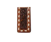3D Brown Floral Embossed Money Clip