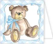Blue Teddy Bear with Blue Bow Enclosure Card