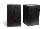 Hyo Table Shou Sugi Ban | Wood Cube Side Table