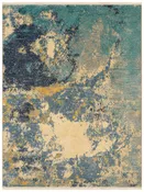 Afghan Modern HM Teal Blue Abstract Rug