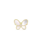 18K YELLOW GOLD JASMINE DIAMOND & MOTHER OF PEARL BUTTERFLY RING