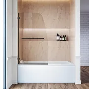 SUNNY SHOWER 34" x 58" Bathtub Shower Door & Frameless Hinged Door for tub, Black Finish / Chrome Finish