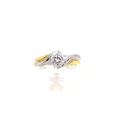 0.71ct Natural Diamond Round Brilliant Bypass Style Engagement Ring 18k/PLT