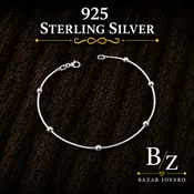 925 Sterling Silver Beaded Station Bracelet