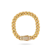 10K 11mm Hollow Monaco Cuban Link Bracelet