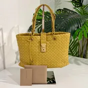 Bottega Veneta Chartreuse Intrecciato Leather Small Roma Tote