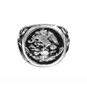 .925 Sterling Silver Mexican Eagle Round Men's Ring