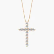 14K Gold 0.75 Carat Lab Grown Diamond Cross Necklace