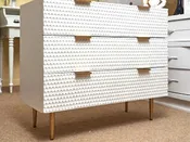 Adore Decor "Jolie' 3 Drawer White Finish Honeycomb Chest
