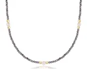 enewton - 17" choker beaded - purpose pearl 4mm silver faceted hematite