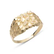Men's Medium Nugget Square Ring Solid 10K & 14K Gold