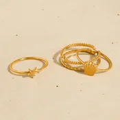 18K Gold Non-Tarnish Ocean Charm Stackable Rings