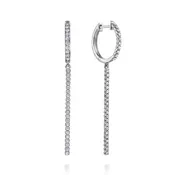 14K White Gold Gabriel & Co. Diamond Huggie Drop Earrings