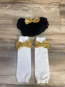 2pc Ruffle Bloomers & Leg Warmers Black sz 3m