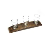 Beer Flight with 3 Glasses – Reclaimed Barrel Stave Tasting Tray