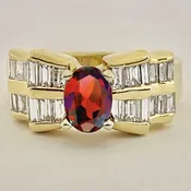 #18894- Vintage Garnet and Diamond Diana Ring