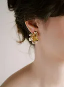 Abstract gilded magnolia bridal earrings, small - Style #2542