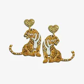 Beaded Gold Tiger Earrings