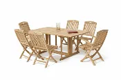 7-Pc Teak Folding Outdoor Dining Set – Olympus Rectangular Table & New York Chairs