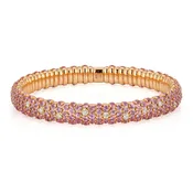 18k Rose Gold Diamond and Pink Sapphire Stretch Bracelet