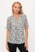 ANIMAL MIX MEDIA SMALL RUFFLE TIE SHIRT