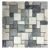 Botticino Beige/Cream Silver Mini French Pattern Tumbled Marble Mosaic Tiles