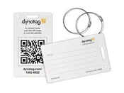 Dynotag Luggage Tag set - 2 UNIQUE Tags with Chains (Classic White)