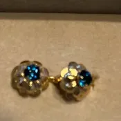 14K Yellow Gold Pierced Earrings with London Blue Topaz Gemstones new Old Zales