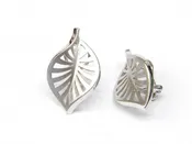 Contemporary Leaf Design Sterling Silver Earrings