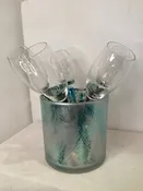 6 Piece Blue/Clear Glass Champagne Glasses