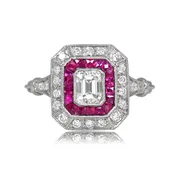 0.52ct Diamond and Double Halo Platinum Braganca Ring