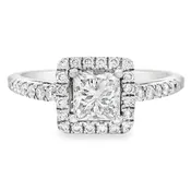 0.95 ct tw Princess Cut Diamond in Platinum Halo Engagement Ring