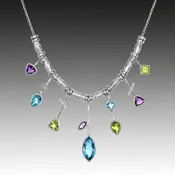 7 Stick Edge Necklace – Blue Topaz